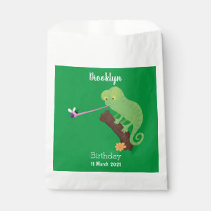 Sachets En Papier Caricature de lézard de caméléon vert joyeux