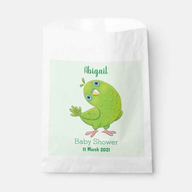Sachets En Papier Caricature de perruche verte curieuse (Devant)