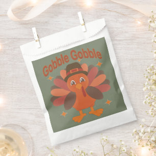 Sachets En Papier Caricature de Turquie Thanksgiving - "Gobble Gobbl