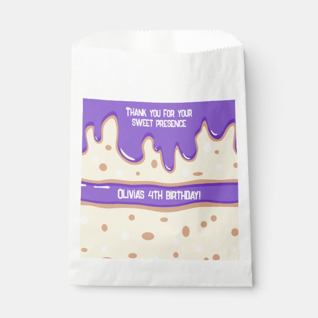 Sachets En Papier Caricature en tranches de gâteau fête anniversaire (Devant)