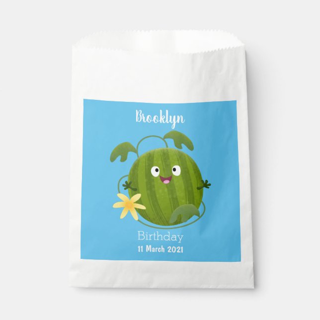 Sachets En Papier Caricature joli et souriant de pastèque (Devant)