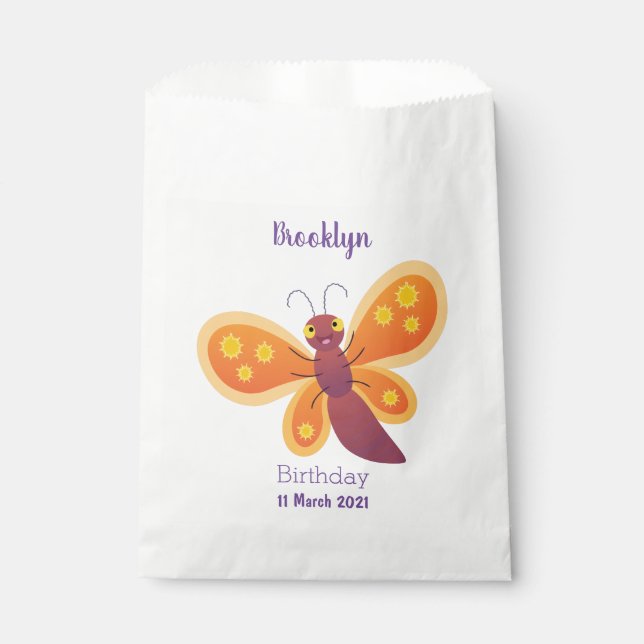 Sachets En Papier Caricature joli papillon orange (Devant)