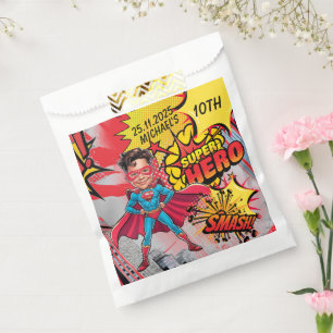 Sachets En Papier Caricature vibrante du super-héros rouge et jaune