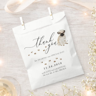 Sachets En Papier Carlin chien Mariage Merci
