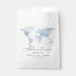 Sachets En Papier CARMEN Dusty Blue Map Baby shower d'aventure