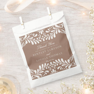 Sachets En Papier Carreau Talavera Brun Moka Dessert de Mariage Fies