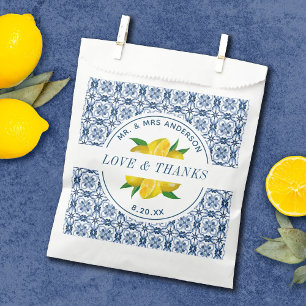 Sachets En Papier Carrelage bleu italien Mariage citron Favoriser Sa