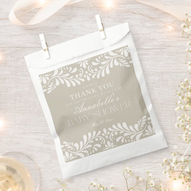 Sachets En Papier Carrelage Talavera beige Fiesta Baby shower Desser (Coupé)