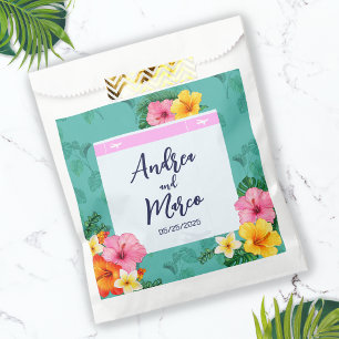 Sachets En Papier Carte d'embarquement tropical Mariage de destinati
