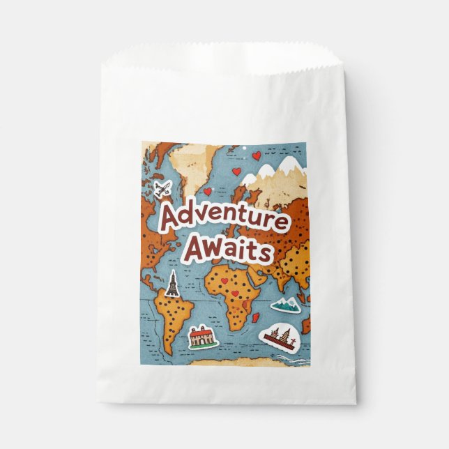 Sachets En Papier Carte du monde avec citation (Devant)