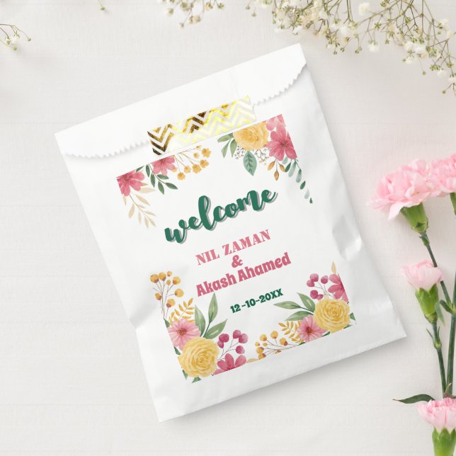 Sachets En Papier Carton d'invitation de mariage à double nom floral (Scellé)