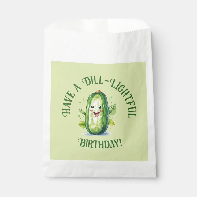 Sachets En Papier Cartoon vert mignon Picket Anniversaire (Devant)