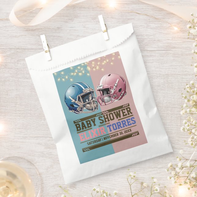 Sachets En Papier Casque de football américain bleu et rose Baby sho (Coupé)