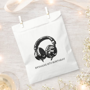 Sachets En Papier Casque de musique noir pour danse DJ fête d'annive
