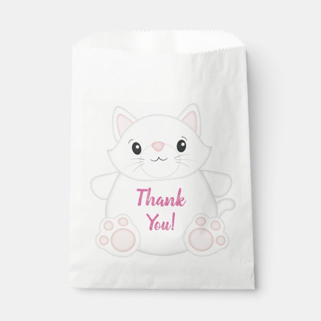 Sachets En Papier Cat Anniversaire fête Kitty rose (Devant)