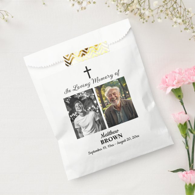 Sachets En Papier Celebration Of Life 2 Photos Funeral White (Scellé)