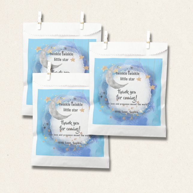 Sachets En Papier Celestial Moon Stars, Royal Blue And Gold Abstract (Créateur téléchargé)