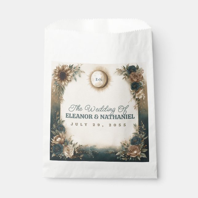 Sachets En Papier Celestial Sun Moon Boho Floral Rustic Wedding (Devant)