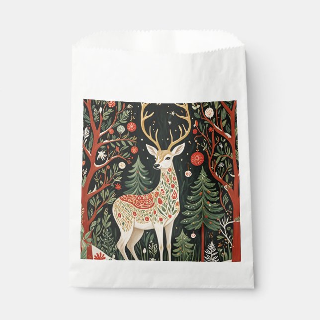 Sachets En Papier Cerf de Noël de la forêt de minuit (Devant)