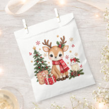 Cerf de Noël mignon Faon avec sapin de Noël
