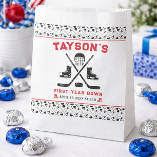 Sachets En Papier C'est l'heure du hockey Fête d'anniversaire 1 an