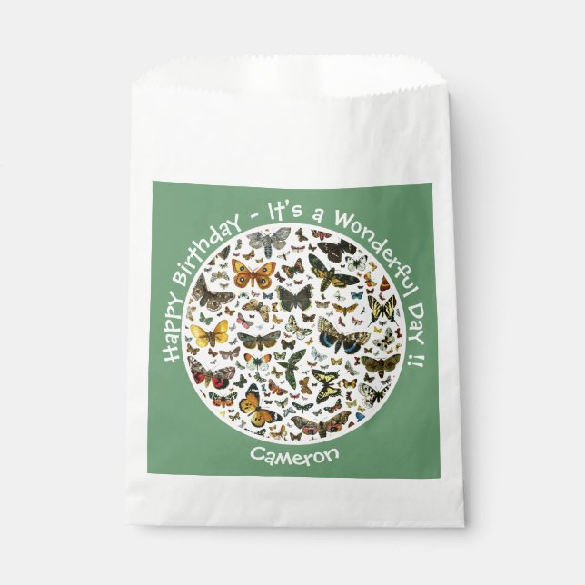 Sachets En Papier C'est un anniversaire papillon, collage d'objets p (Devant)