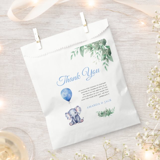 Sachets En Papier C'est un Baby shower bleu éléphant garçon (Coupé)