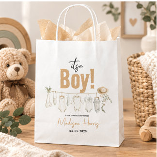 Sachets En Papier C'est un garçon ! Baby Shower Bleu - Mignon & Sucr