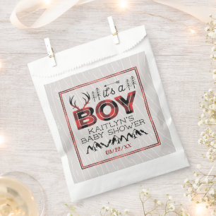 Sachets En Papier C'est un garçon ! Baby shower de bûcheron rustique
