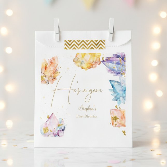 Sachets En Papier C'est un Gem Birthday Crystals de l'aquarelle du g (Créateur téléchargé)