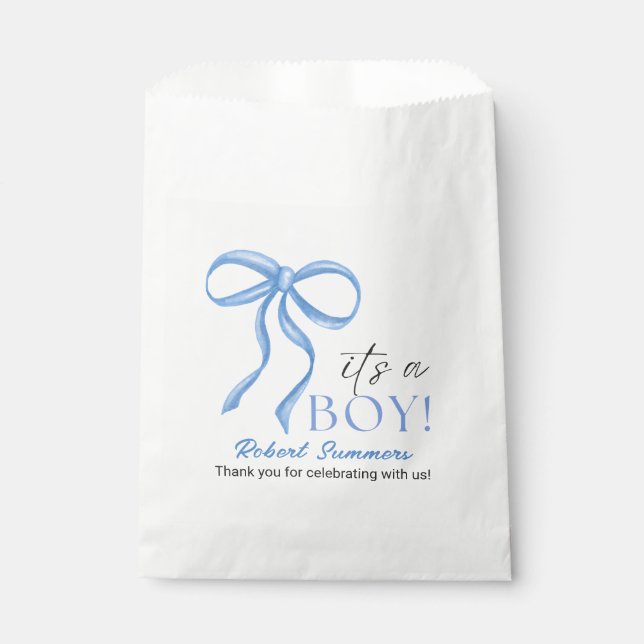 Sachets En Papier C'est un Ruban Bleu pour Garçon (Devant)