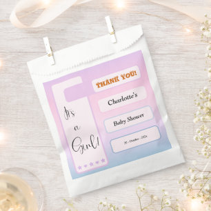 Sachets En Papier C'est une fille ! Dégradé violet Baby Shower migno
