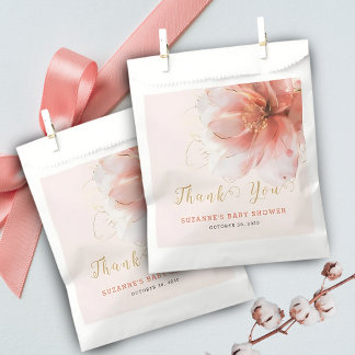 Sachets En Papier C'est une fille rose or Baby shower Floral moderne