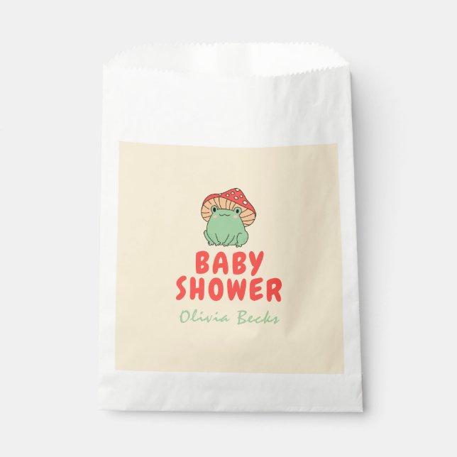 Sachets En Papier Champignons avec Baby shower de grenouille (Devant)