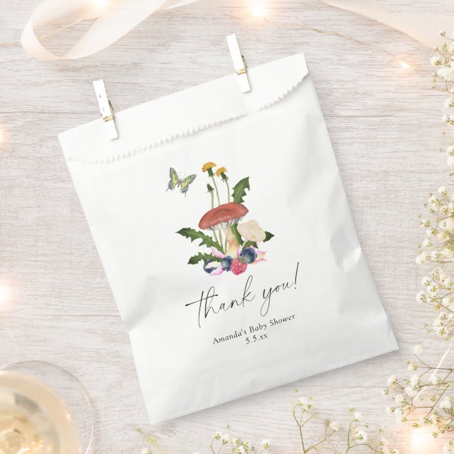 Sachets En Papier Champignons baby shower merci (Coupé)