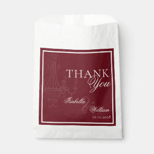 Sachets En Papier Chandelier de mariage argent ancien rouge foncé de
