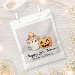Sachets En Papier Chapeau de sorcières orange fantôme Argent Joyeux
