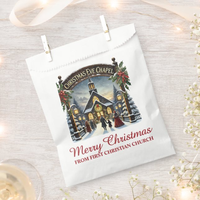 Sachets En Papier Chapelle de Noël Joyeux Noël (Coupé)