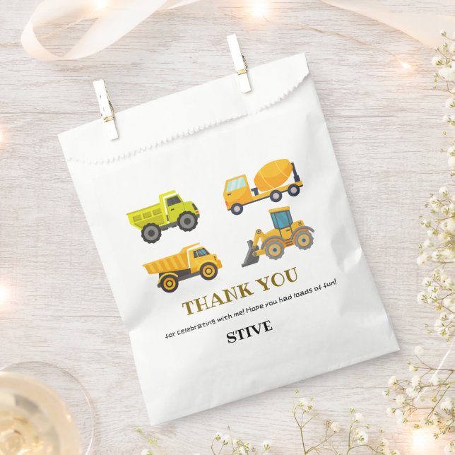Sachets En Papier Chariot de construction Anniversaire Favoriser Sac (Coupé)
