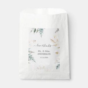 Sachets En Papier Charmant Aquarelle Verdure Mariage Or