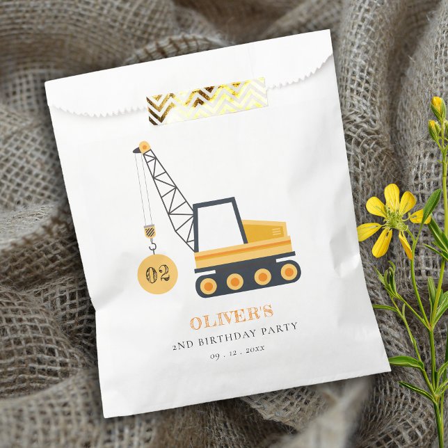 Sachets En Papier Charmant véhicule de grue de construction n'import (Créateur téléchargé)
