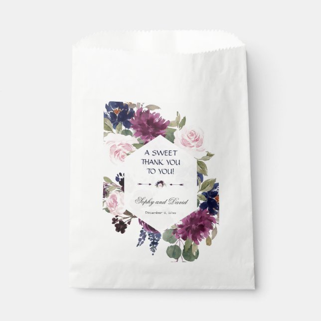 Sachets En Papier Charme Lavande violet fleurs MERCI (Devant)