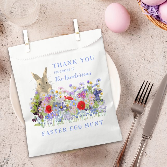 Sachets En Papier Chasse aux Oeufs de Pâques Lapin Merci Floral (Personalized easter brunch egg hunt cute bunny floral thank you favor bag Watercolor wildflowers )