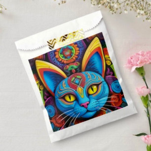 Sachets En Papier Chat Abstrait Aux Yeux Jaunes