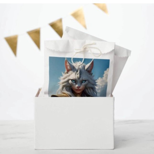 Sachets En Papier Chat aux yeux bleus méchants (Favor Bag Dimensions: 5.75”x8” sold in sets of 50. 

)