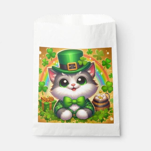 Sachets En Papier Chat mignon/chaton Saint Patrick's Day (Devant)