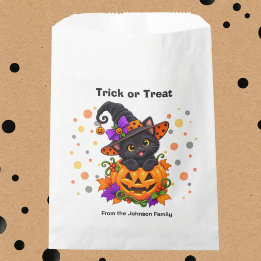 Sachets En Papier Chat noir dans la citrouille Trick or Treat