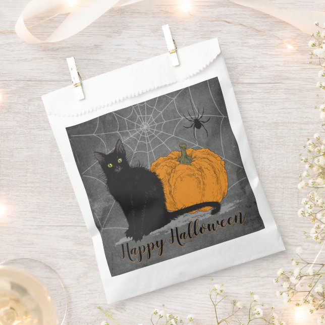 Sachets En Papier Chat noir d'Halloween (Coupé)