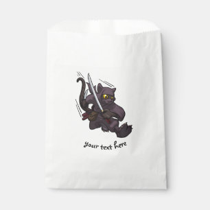 Sachets En Papier Chat noir Ninja Katana Épées Coup de pied volant D