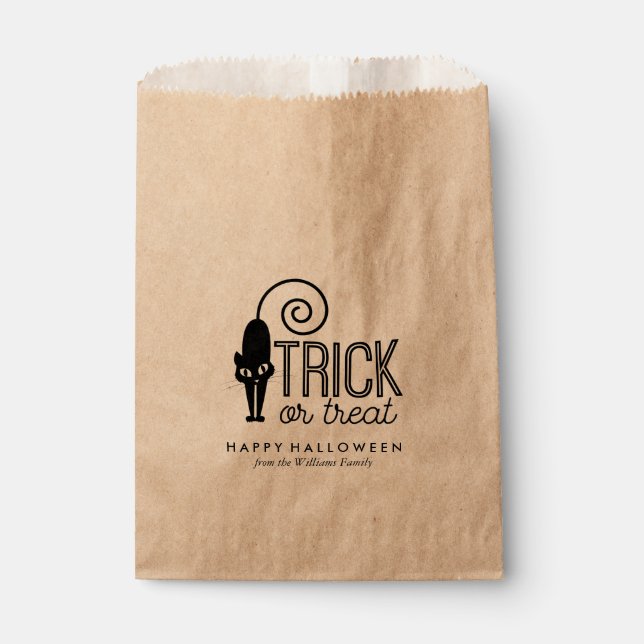 Sachets En Papier Chat noir Trick ou traitement Halloween (Devant)